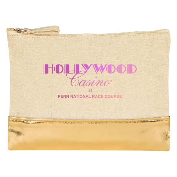 12 Oz. Cotton Cosmetic Bag With Metallic Accent