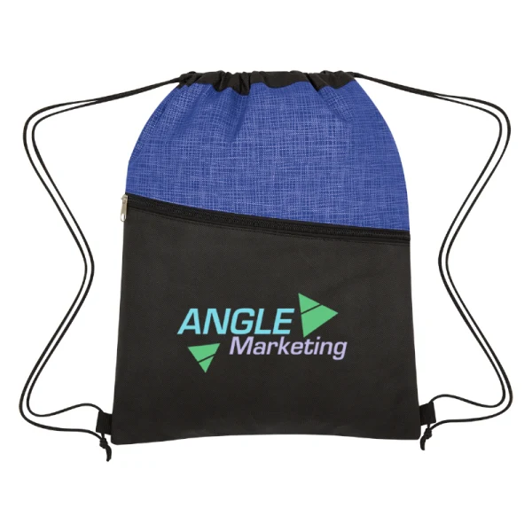 Crosshatch Two-Tone Non-Woven Drawstring Bag