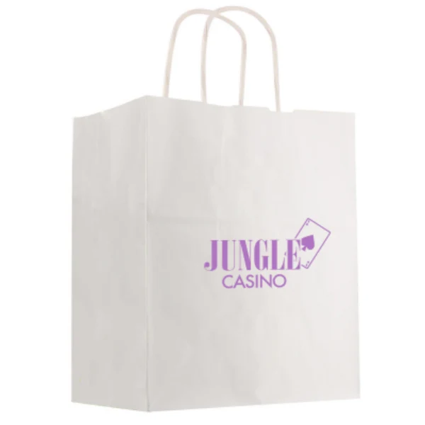Kraft Paper White Shopping Bag - 13 x 17in