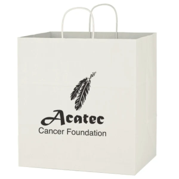 Kraft Paper White Shopping Bag - 14 x 15in