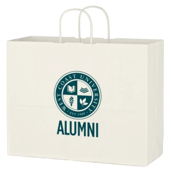 Kraft Paper White Shopping Bag - 16 x 12-1/2in