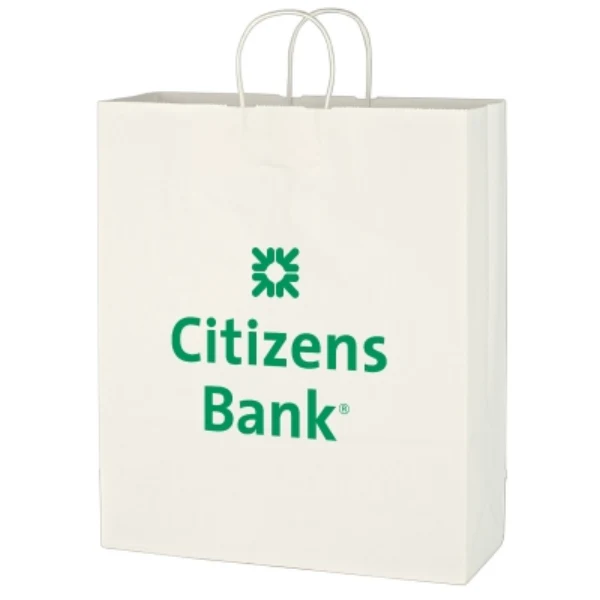Kraft Paper White Shopping Bag - 16 x 19in