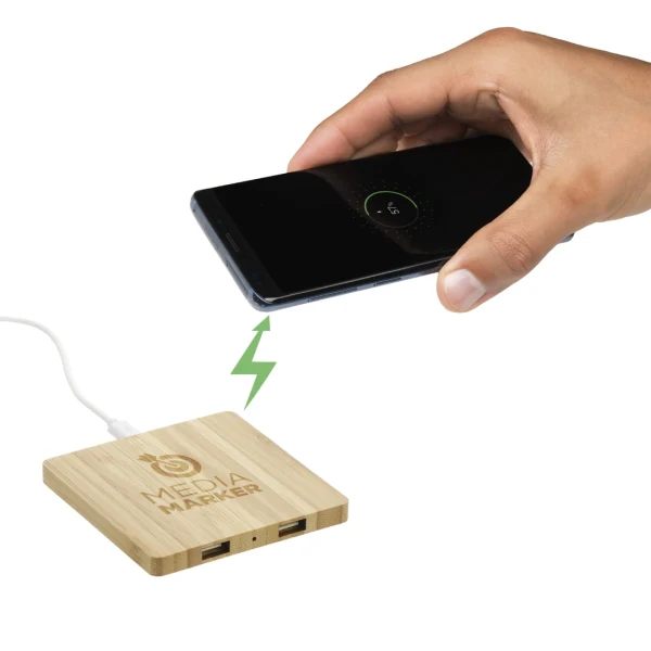 Bamboo Wireless Charging Pad with Dual Outputs