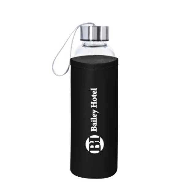 18 OZ. Aqua Pure Glass Bottle With Leatherette Sleeve