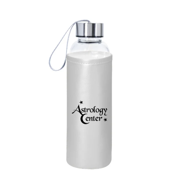 18 Oz. Aqua Pure Glass Bottle With Metallic Sleeve