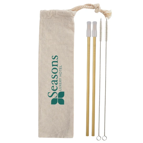 2- Pack Park Avenue Stainless Straw Kit with Cotton Pouch