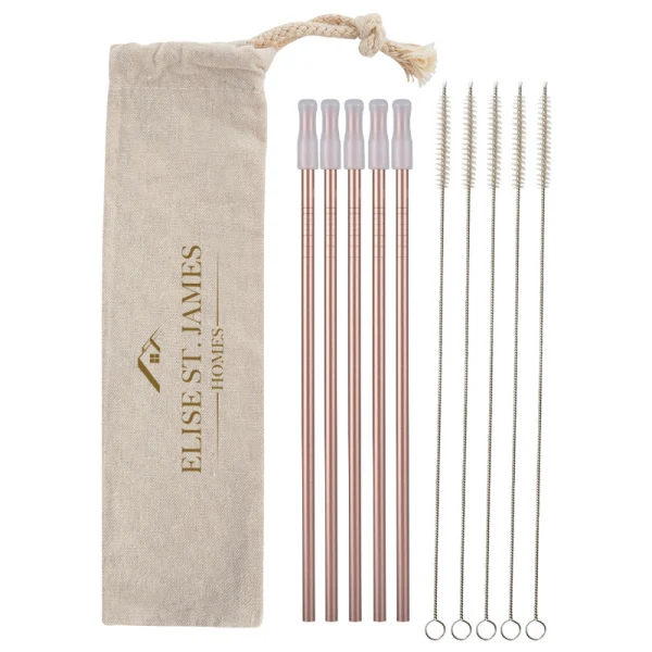 5- Pack Park Avenue Stainless Straw Kit with Cotton Pouch