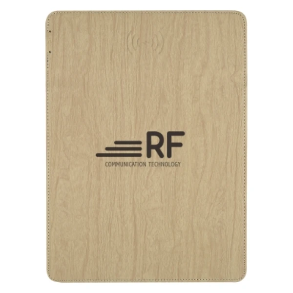 Woodgrain Wireless Charging Mouse Pad with Phone Stand
