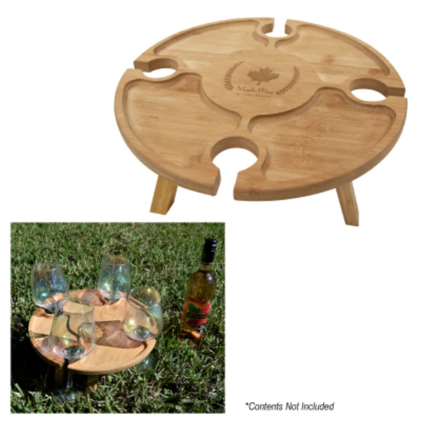Bamboo Portable Wine & Cheese Table