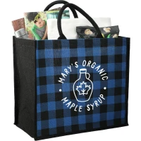 Buffalo Plaid Printed Jute Tote found in Bags