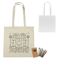 100% Cotton Coloring Tote Bag With Crayons found in Bags