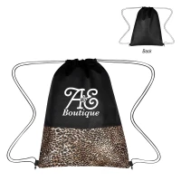 Leopard Print Non-Woven Drawstring Bag found in Bags