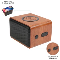 Wood Bluetooth Speaker with Wireless Charging Pad found in Technology