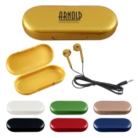 Metallic Wired Earbuds With Clamshell Case found in Technology