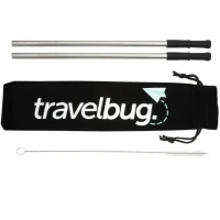 Reusable Stainless steel Straw Set with Brush found in Drinkware