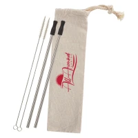2-Pack Stainless Straw Kit with Cotton Pouch found in Drinkware