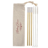 3- Pack Park Avenue Stainless Straw Kit with Cotton Pouch found in Drinkware