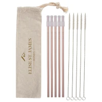 5- Pack Park Avenue Stainless Straw Kit with Cotton Pouch found in Drinkware