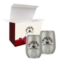9 Oz. Stemless Wine Glass Set In Custom Box found in Drinkware
