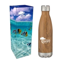 16 Oz. Swig Stainless Steel Woodtone Bottle With Custom Box found in Drinkware