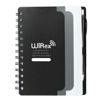 5'' x 7'' Recycled Dual Pocket Spiral Notebook w/pen found in Office