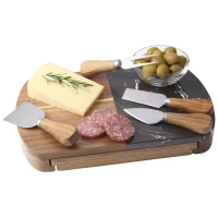 Black Marble Cheese Board Set with Knives found in Home & Garden